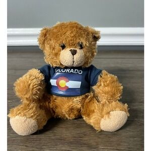 Plushland Colorado State Flag Teddy Bear Brown Shaggy Stuffed Animal Plush